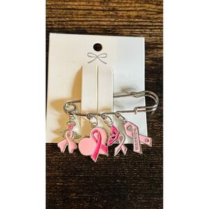 Pink Breast Cancer Awareness Warrior Charm Brooch Pin Enamel Support Jewelry